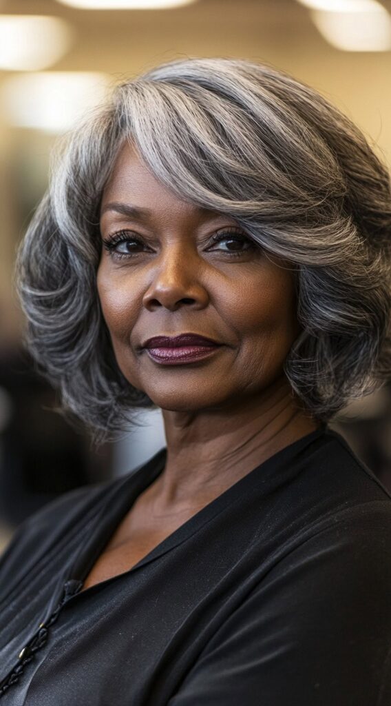 19 Stunning Bob Hairstyles for Older Black Women 4 voluminous silver layered bob