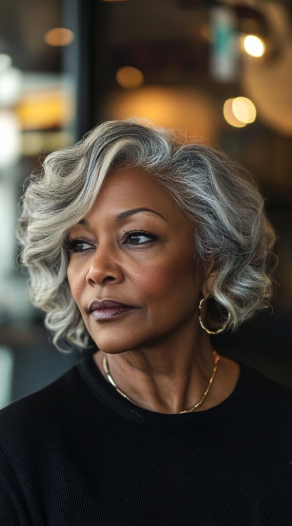 19 Stunning Bob Hairstyles for Older Black Women 11 voluminous silver waves