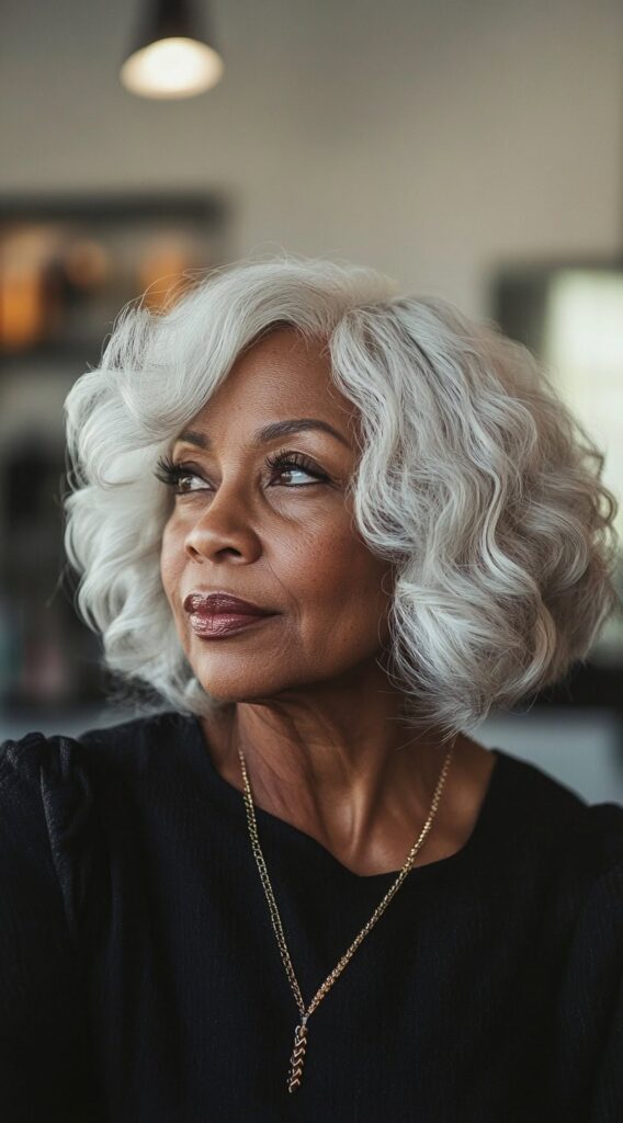 19 Stunning Bob Hairstyles for Older Black Women 9 wavy platinum bob
