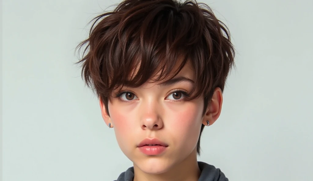 Short Cropped Choppy Brown Hair