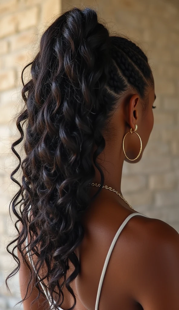 15 Chic and Classy Hairstyles for Women With Long Hair! 7 Braided Black Hair With Wavy High Pony