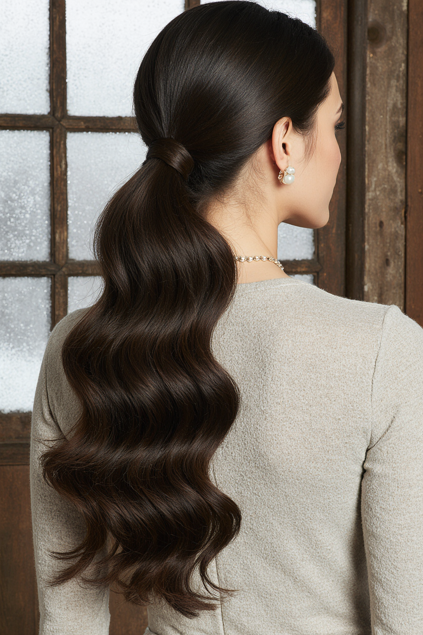 10 Elegant Hairstyles for Wavy Hair! 4 Classic Wavy Ponytail on Black Hair