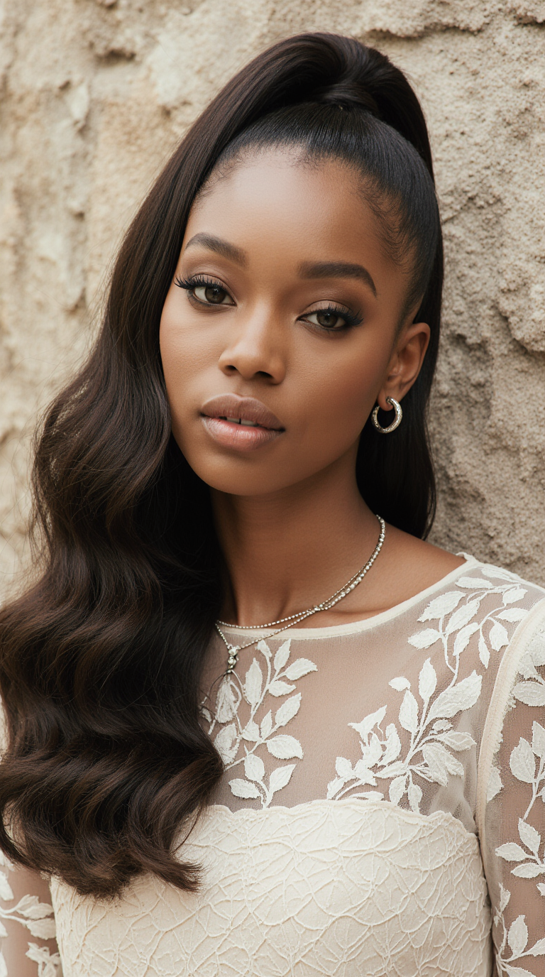 10 Stunning Hairstyles for Black Women! 8 Half Up Half Down Ponytail With Curls at the End