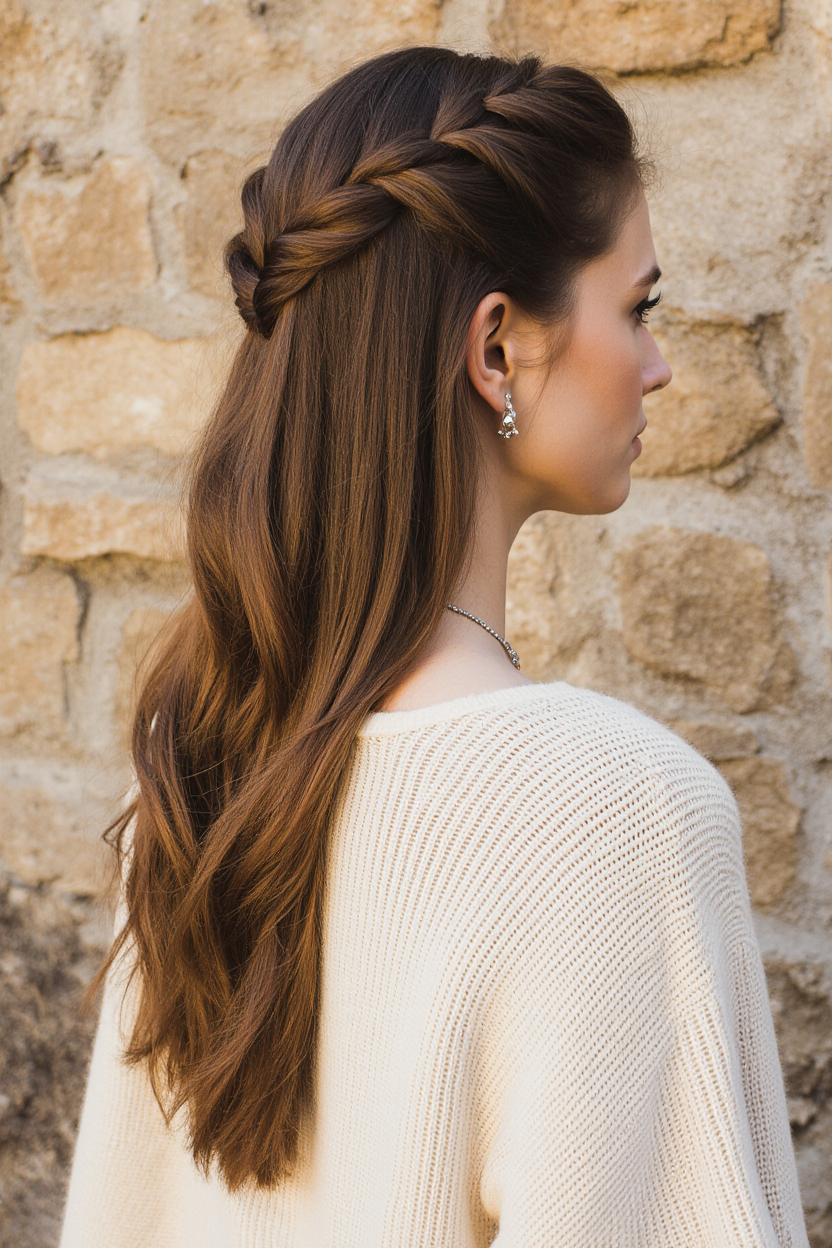 15 Chic and Classy Hairstyles for Women With Long Hair! 3 Long Brown Hair With Half Dutch Braid