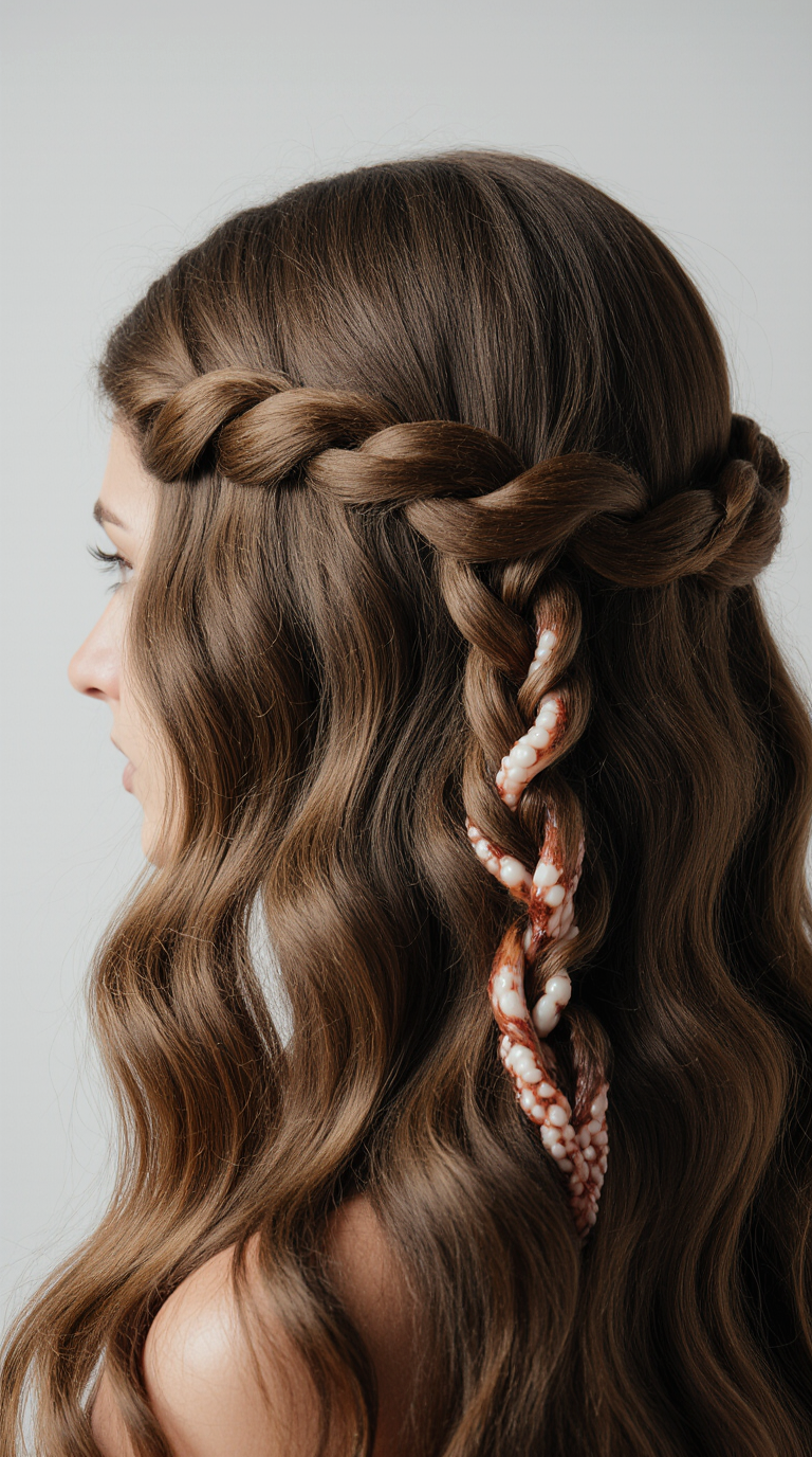10 Elegant Hairstyles for Wavy Hair! 10 Wavy Octopus Braided Hairstyle on Long Brown Hair