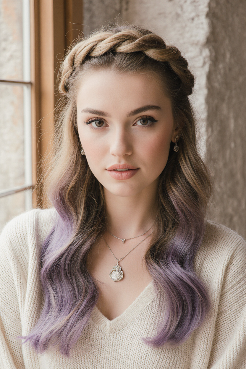 10 Elegant Hairstyles for Wavy Hair! 11 a realistic high quality portrait of a beautiful young woman with wavy hair styled in a half