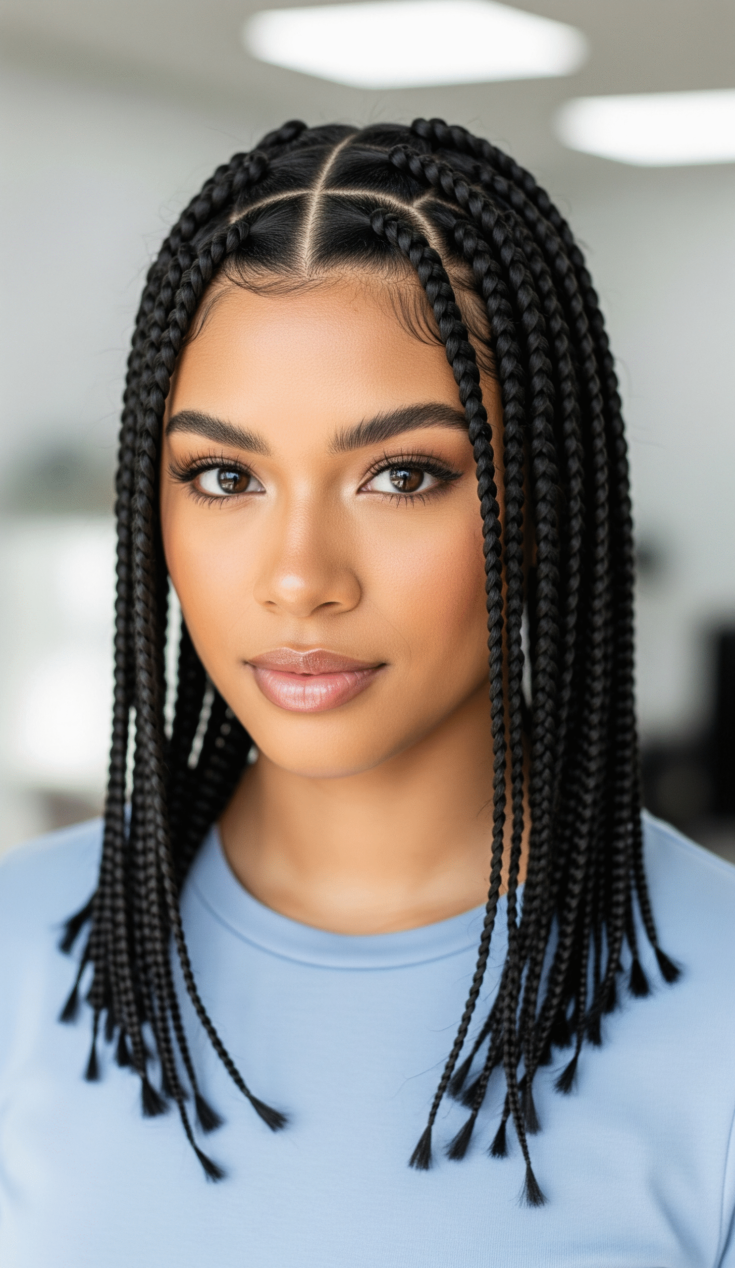 10 Elegant and Stylish Braid Hairstyles! 8 Boxer Braids on Medium Black Hair scaled
