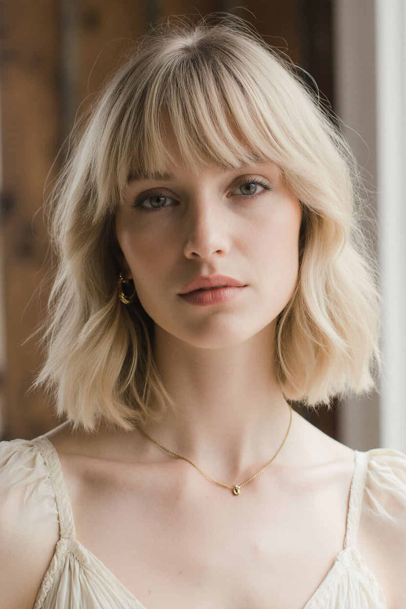10 Best Haircuts and Styles for Blonde Hair 8 Curtain Bangs with Shag Cut