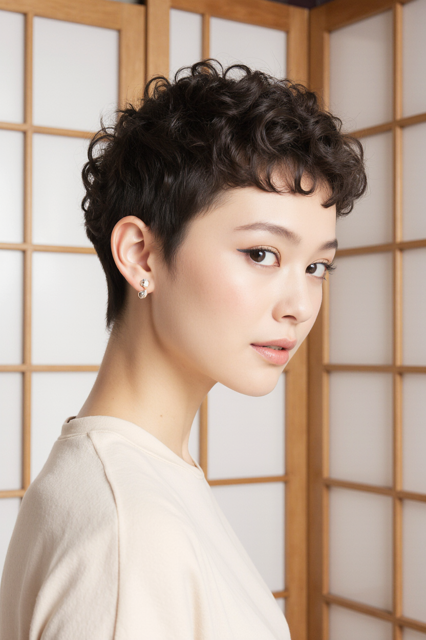 15 Stunning Short Curly Pixie Hair Ideas! 9 Defined Tight Curl Pixie with Tapered Sides