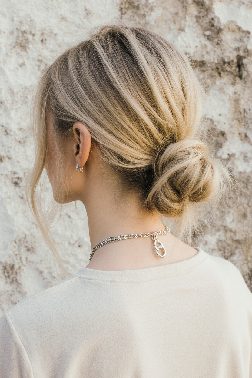 10 Best Haircuts and Styles for Blonde Hair 7 Messy Low Bun