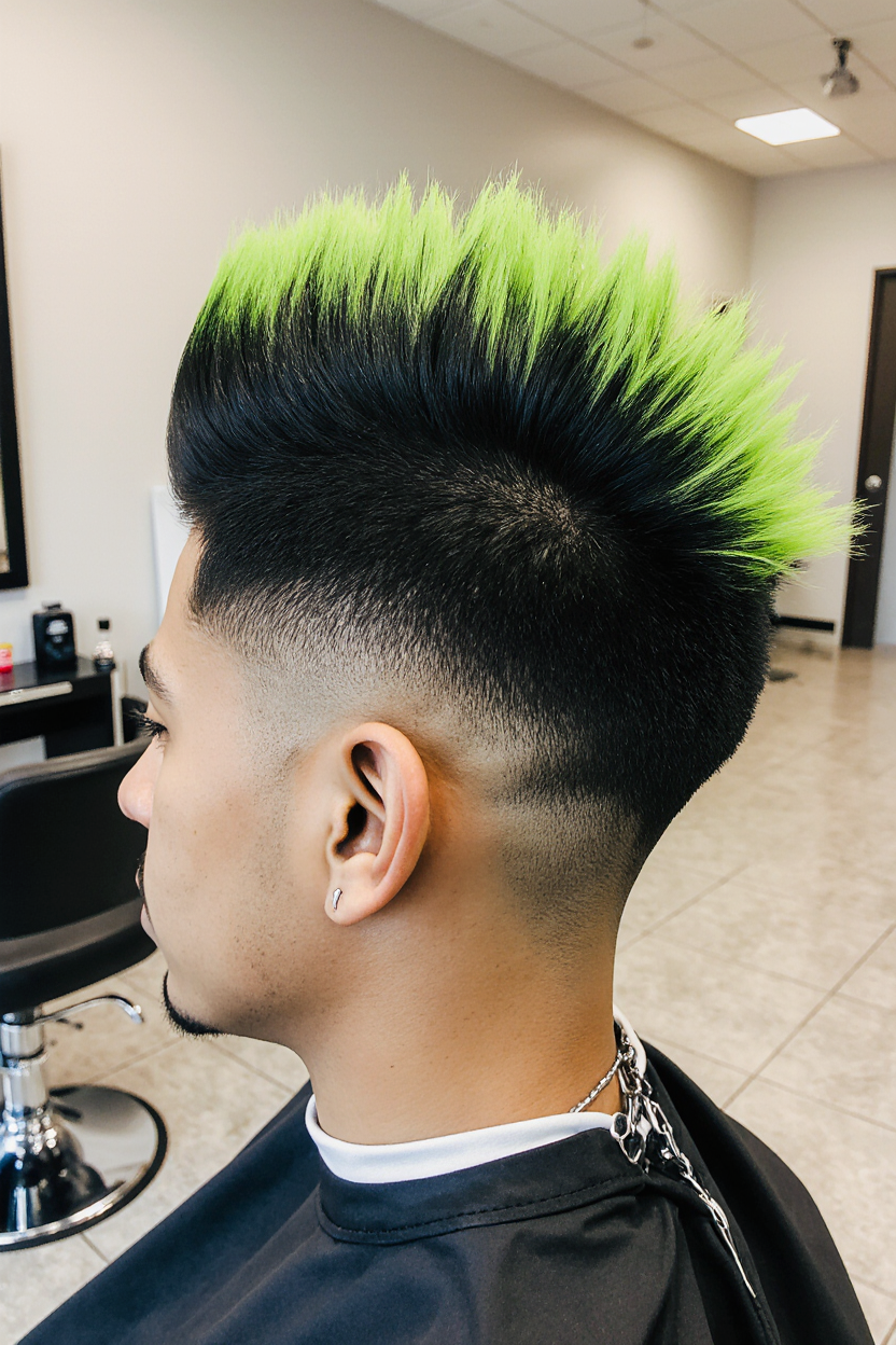 15 Stylish Men Hair With Highlights 8 Neon Tipped Midnight Black Mohawk