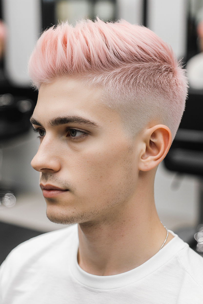 15 Stylish Men Hair With Highlights 3 Pastel Pink French Crop with Undercut