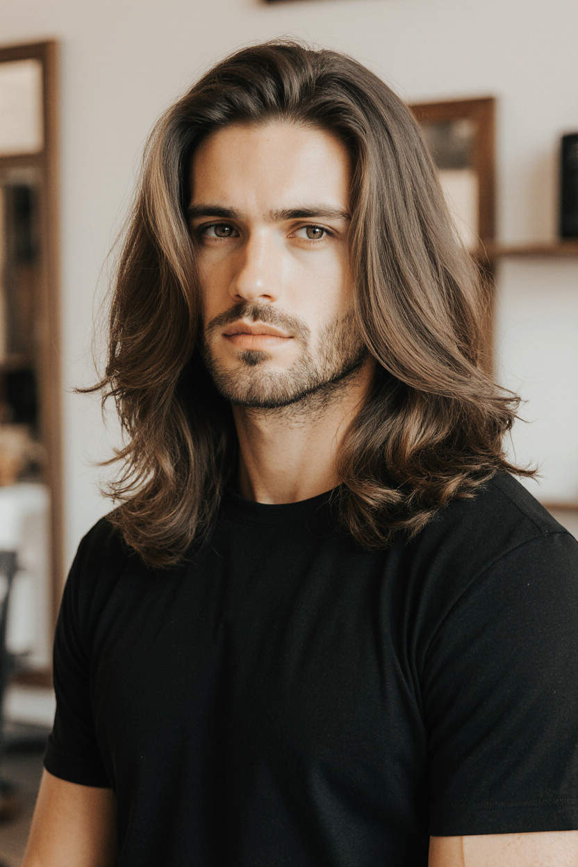 15 Stylish Men Hair With Highlights 10 Sun Kissed Brunette Waves with Natural Highlights