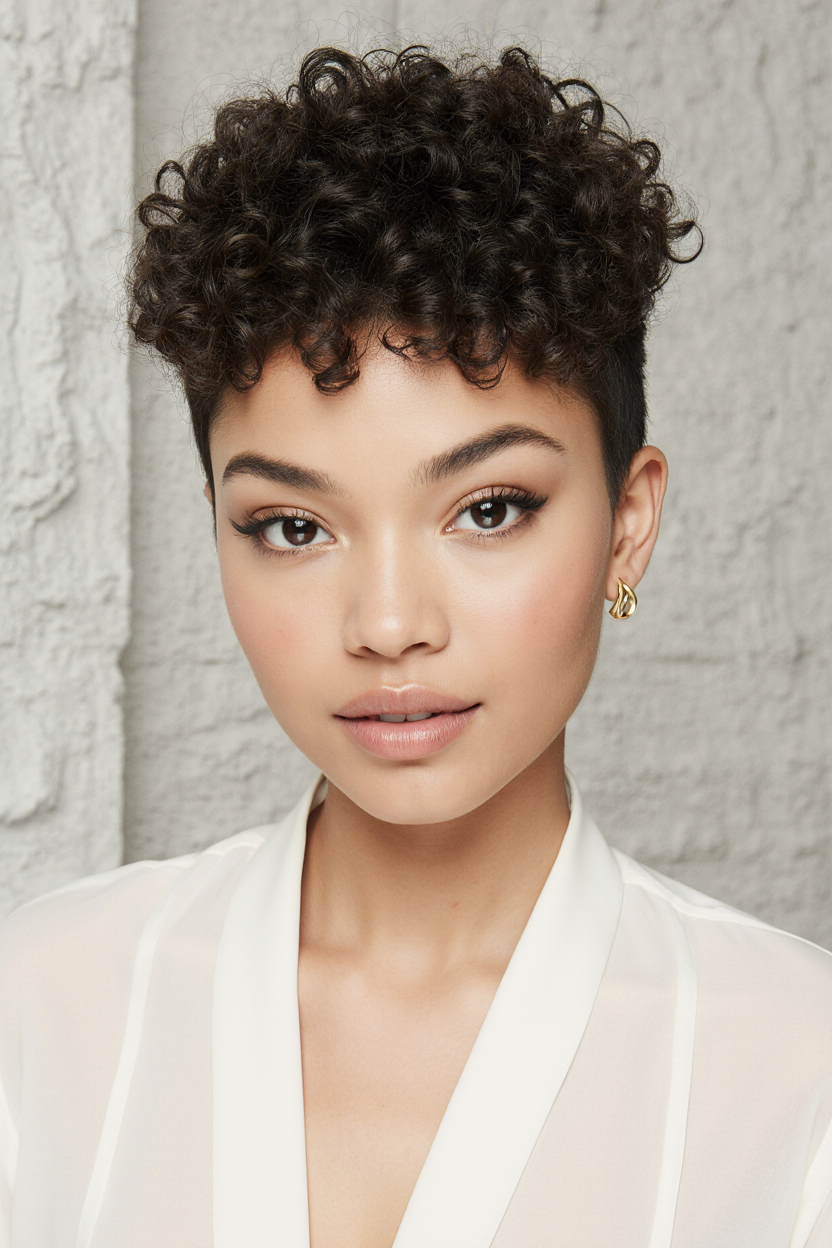 15 Stunning Short Curly Pixie Hair Ideas! 5 a realistic high quality portrait of a cute young woman with a voluminous high